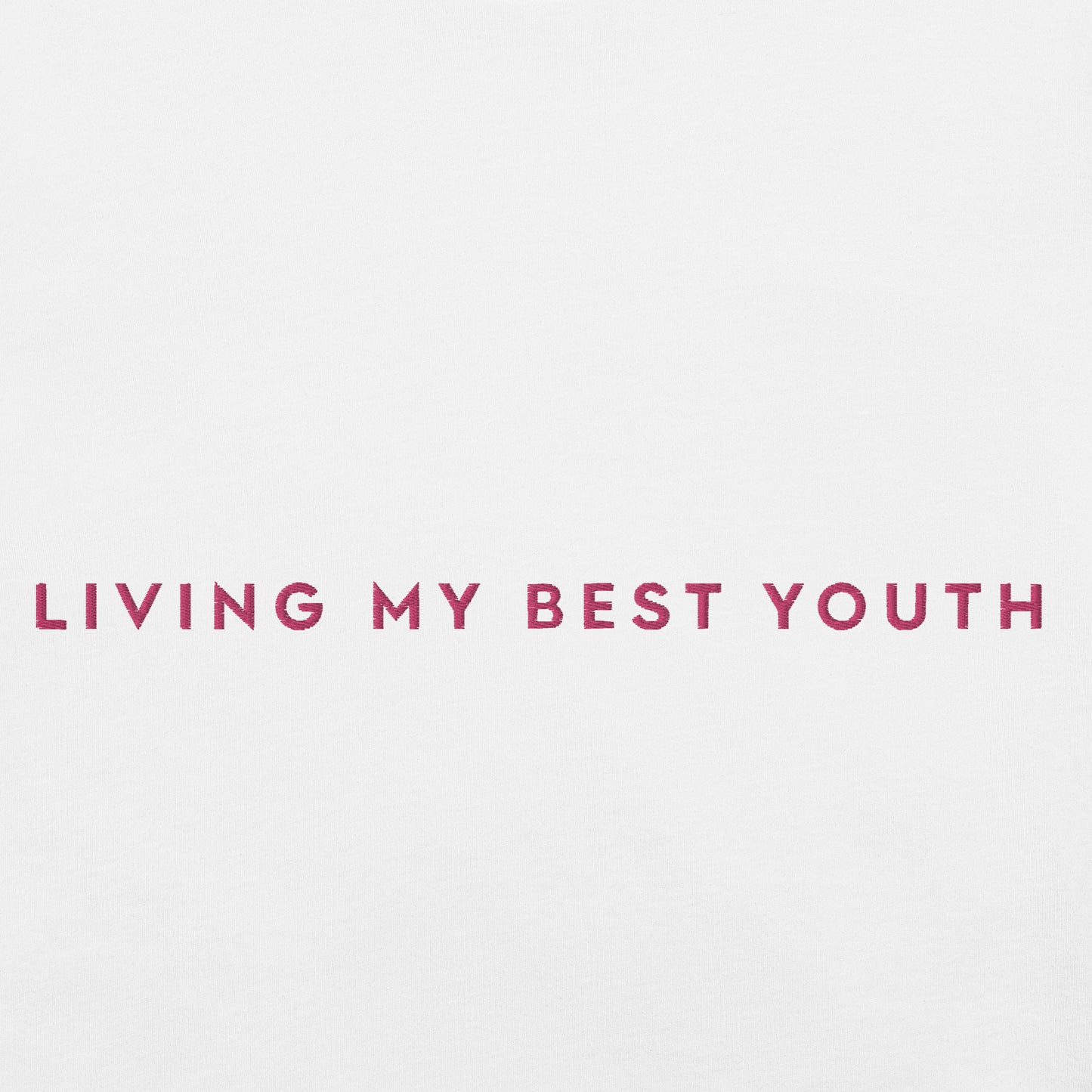 LIVING MY BEST YOUTH TEE - Pink Font