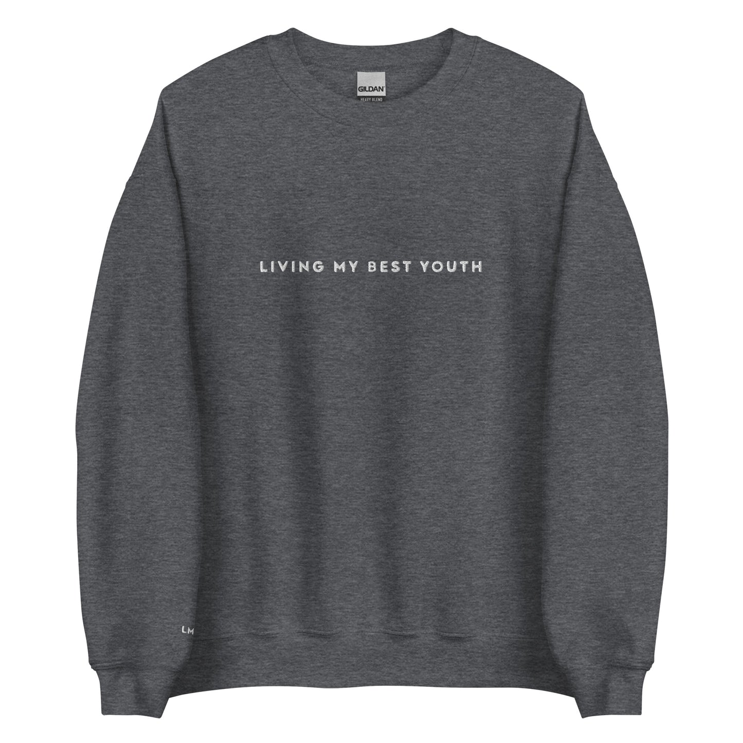 LIVING MY BEST YOUTH CREWNECK - White Font