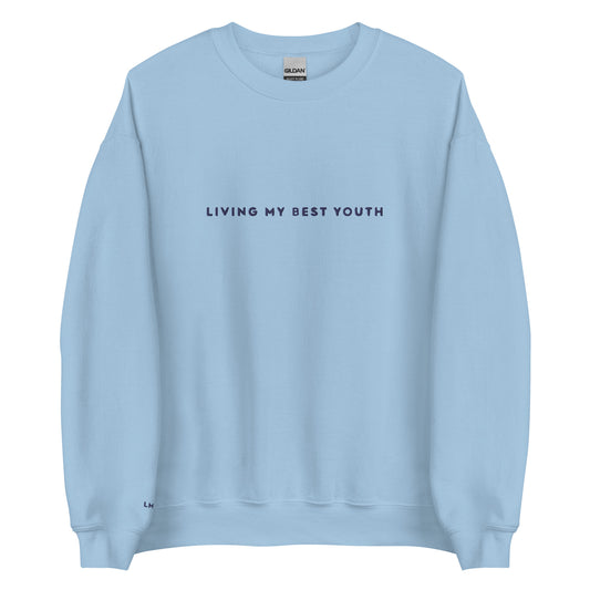 LIVING MY BEST YOUTH CREWNECK - Navy Font