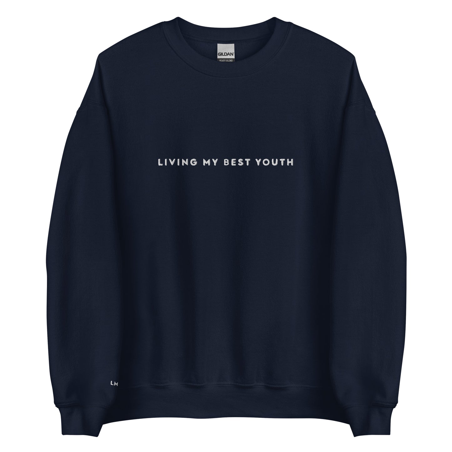 LIVING MY BEST YOUTH CREWNECK - White Font