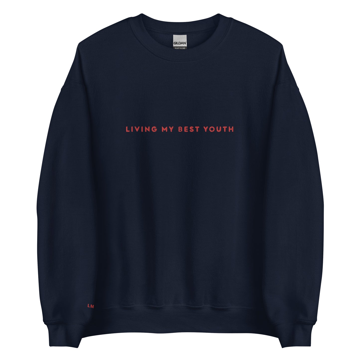 LIVING MY BEST YOUTH CREWNECK - Red Font