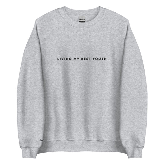 LIVING MY BEST YOUTH CREWNECK - Black Font