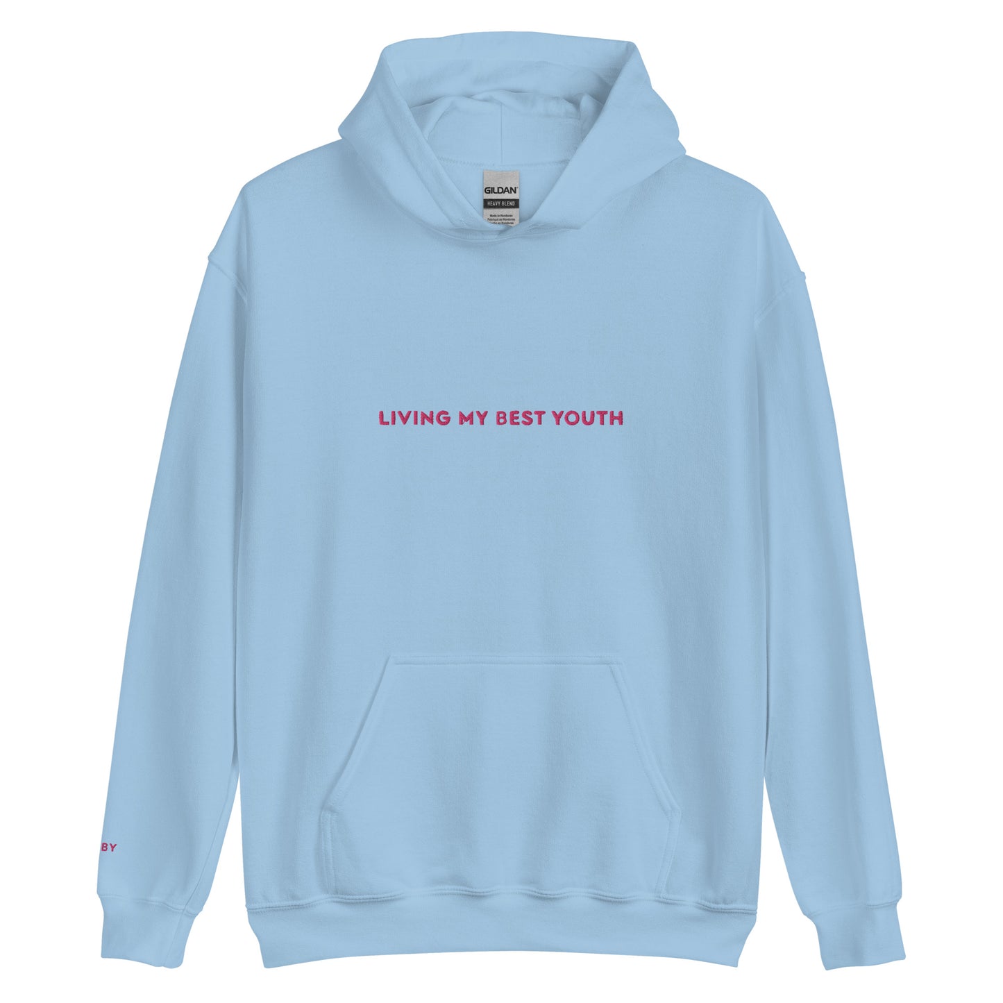 LIVING MY BEST YOUTH HOODIE - Pink Font
