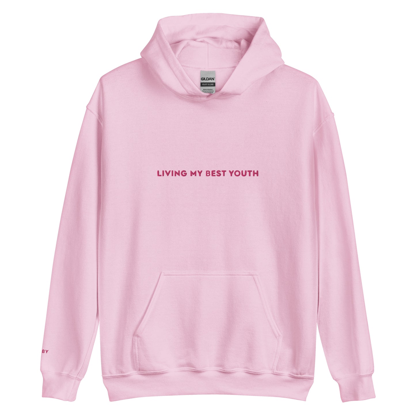 LIVING MY BEST YOUTH HOODIE - Pink Font