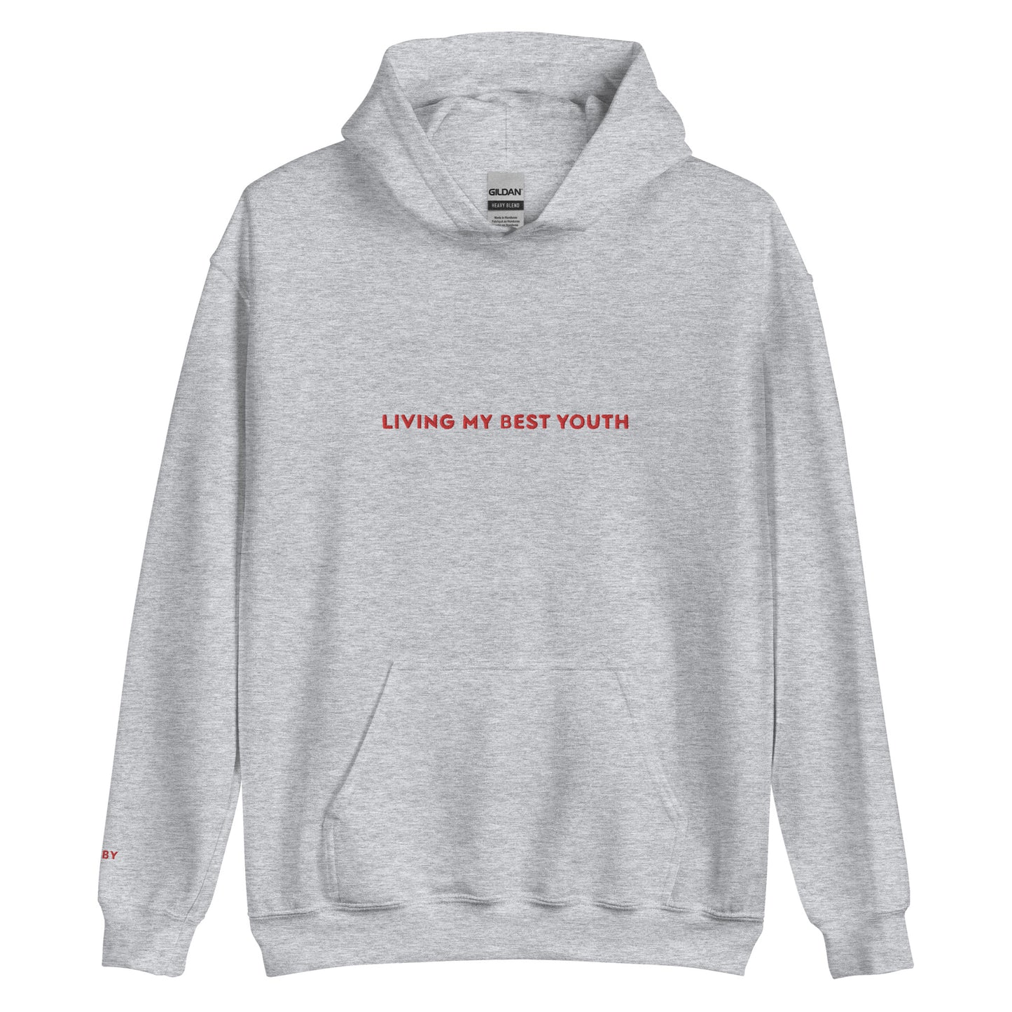 LIVING MY BEST YOUTH HOODIE - Red Font
