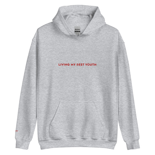 LIVING MY BEST YOUTH HOODIE - Red Font
