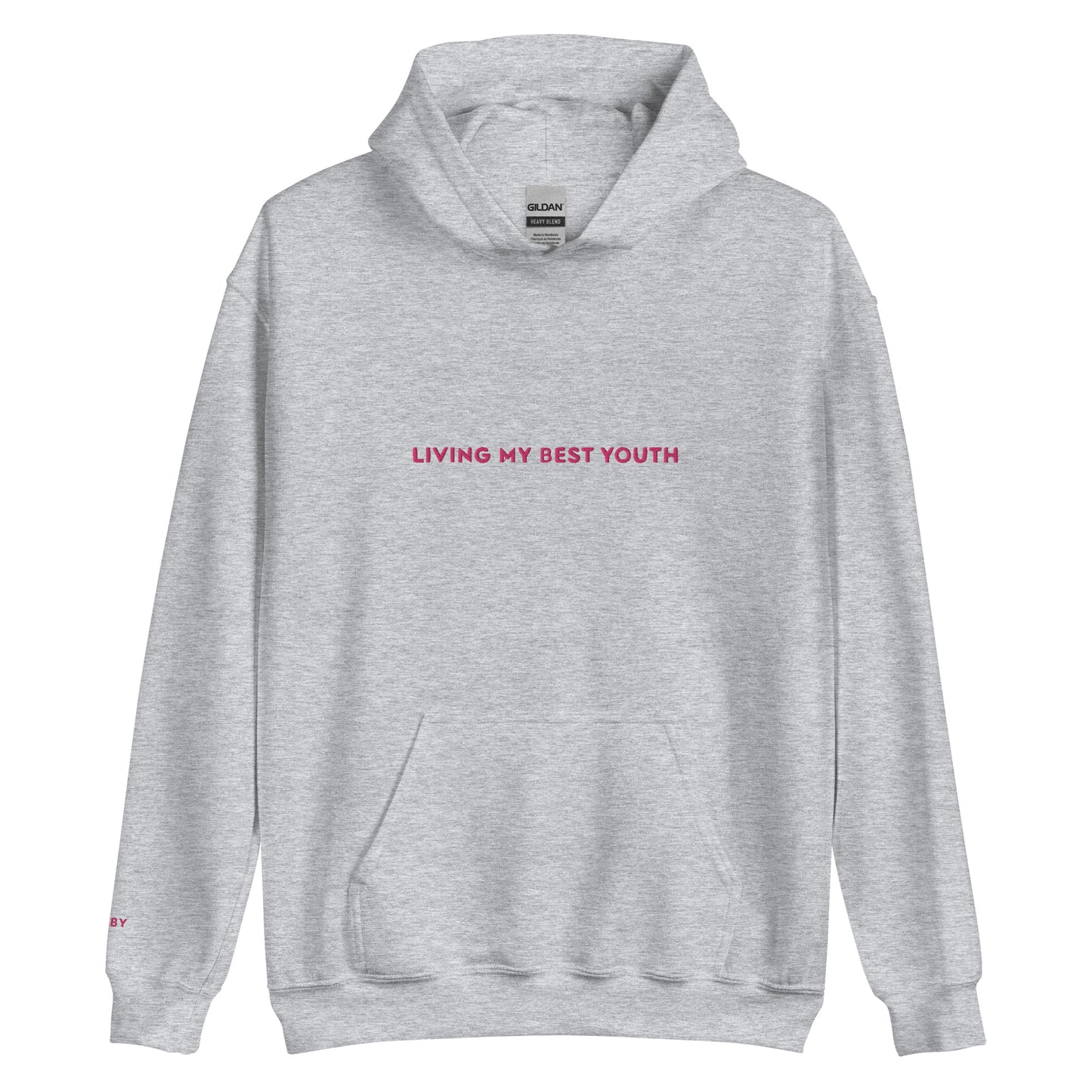 LIVING MY BEST YOUTH HOODIE - Pink Font
