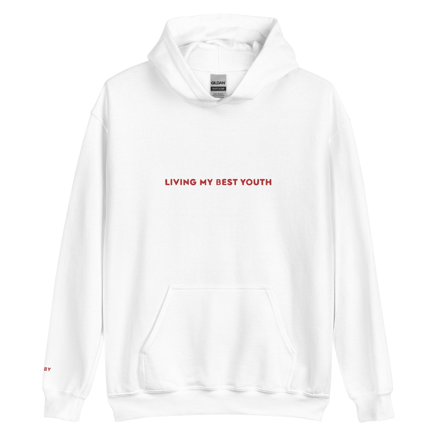 LIVING MY BEST YOUTH HOODIE - Red Font
