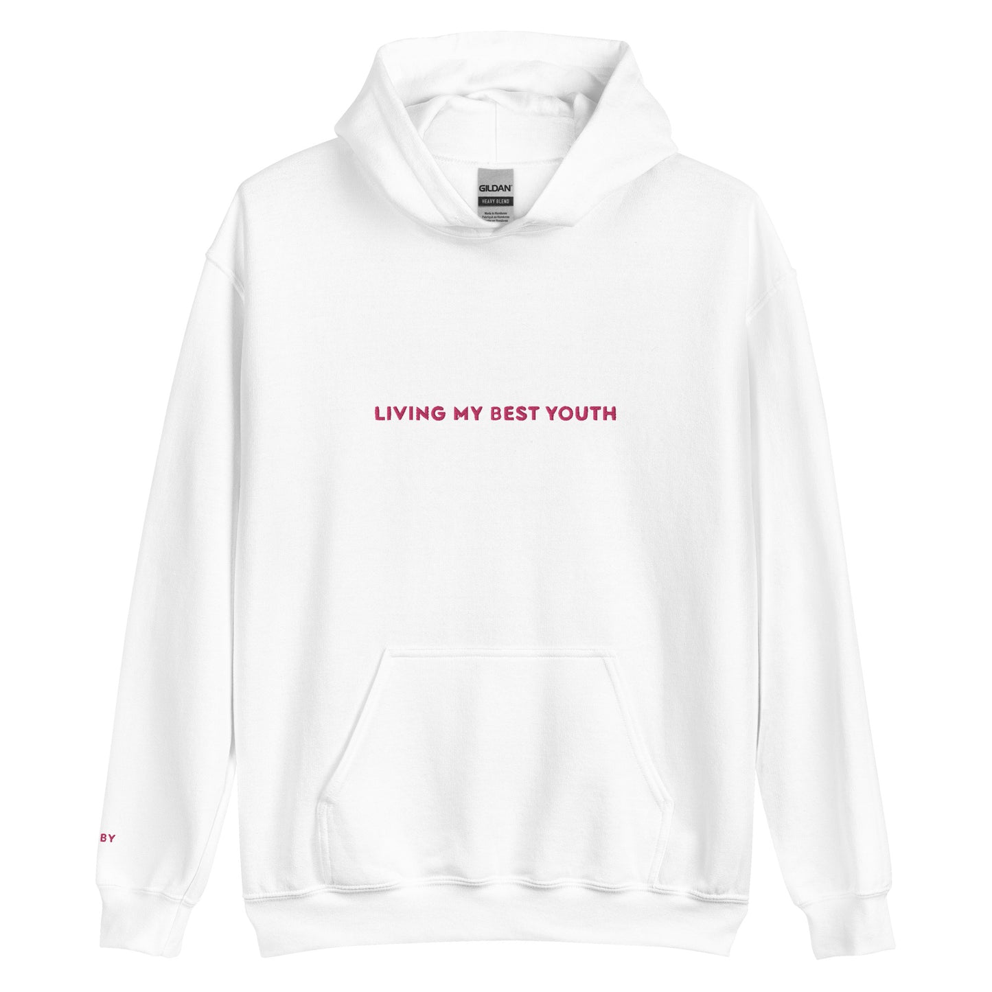 LIVING MY BEST YOUTH HOODIE - Pink Font